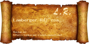 Lamberger Rózsa névjegykártya